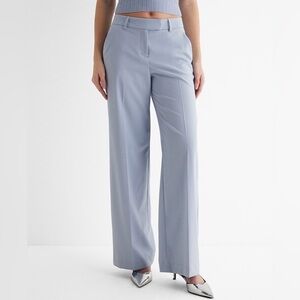 NWT Express Editor Mid Rise Relaxed Trouser Pant Blue Fog